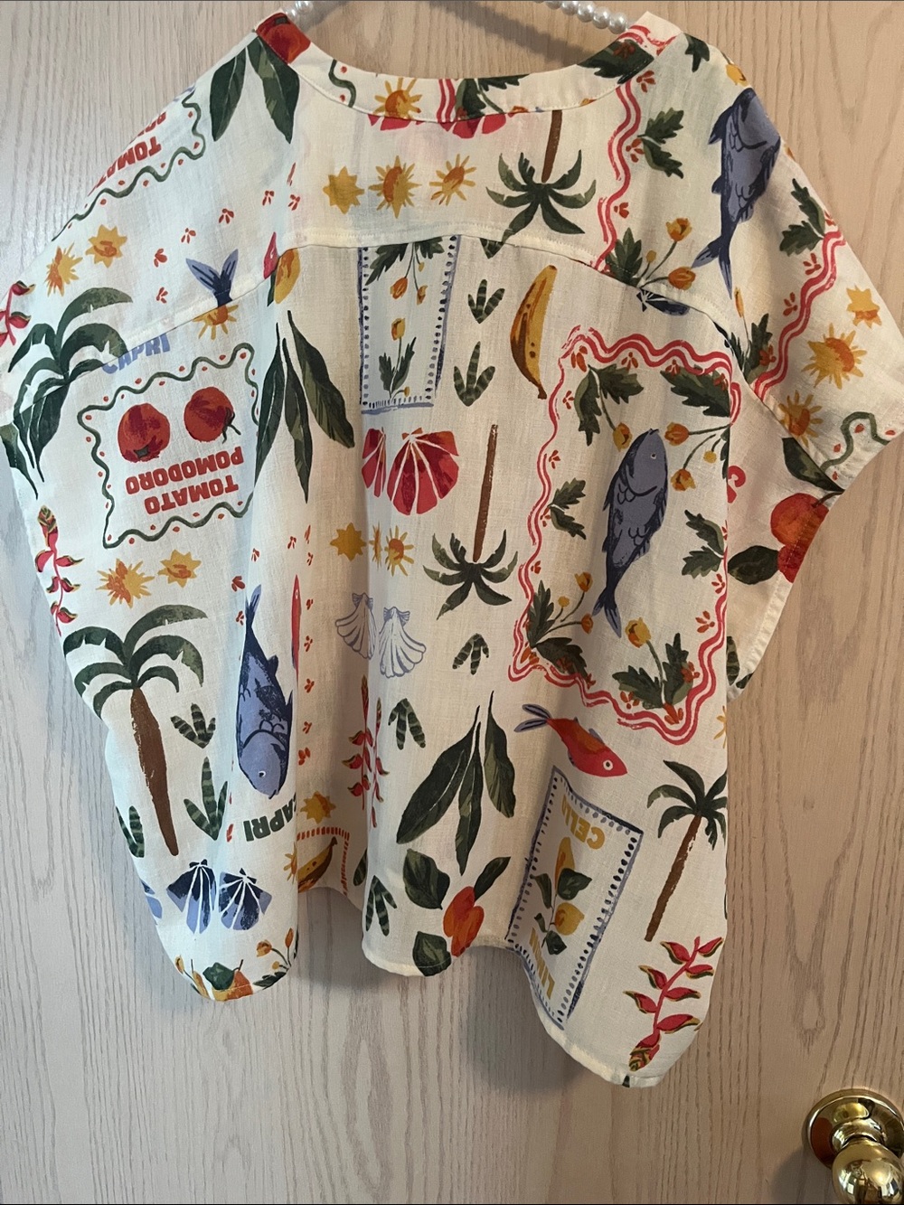 Reitmans Cream Blouse with Multicolor Tropical Print - Picture 7 of 11